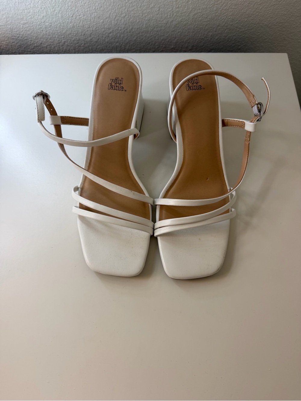 wild fable White Strappy Square-Toe Heeled Sandals